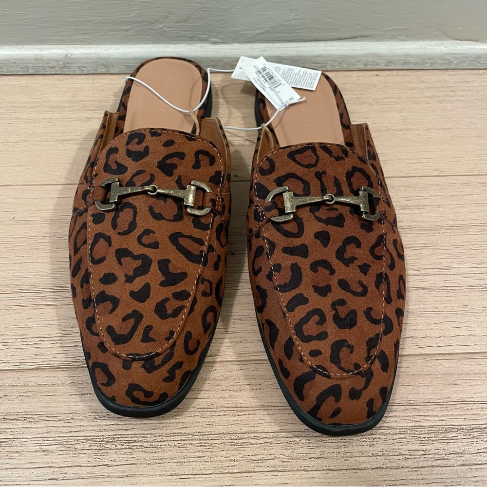 Old Navy Faux Leather Leopard Loafer Mule